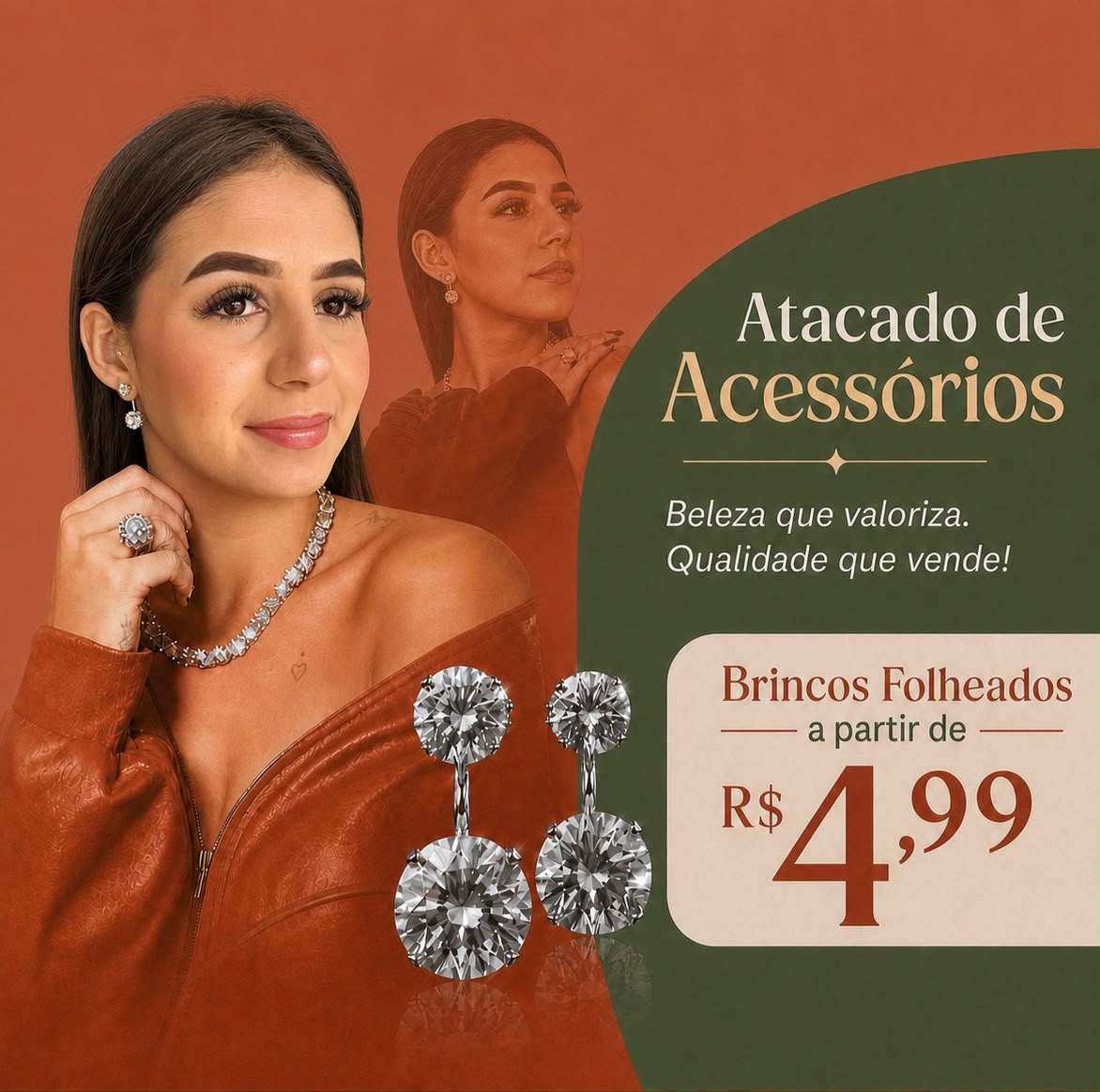 Oferta de brincos folheados Casa Biju a partir de R$ 4,99
